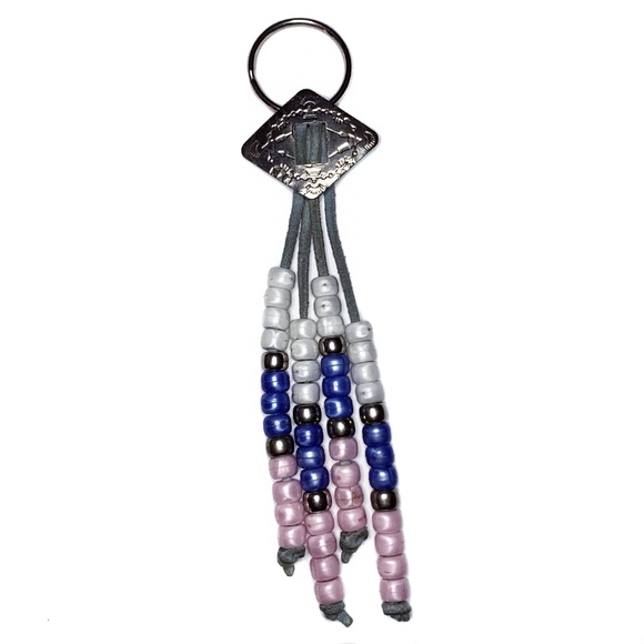 Vintage 70s 80s Leather Concho Tassel Keychain - Picture 3 of 5